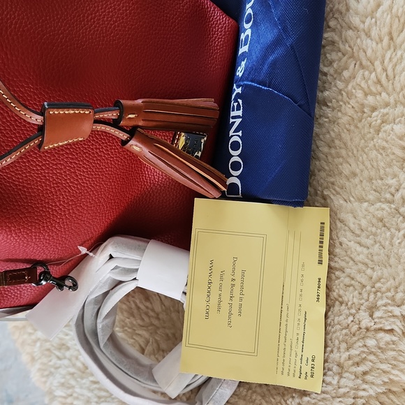 NWT Dooney & Bourke Red Pebbled Leather Aimee Drawstring Crossbody Bag ❤️ - Picture 3 of 16